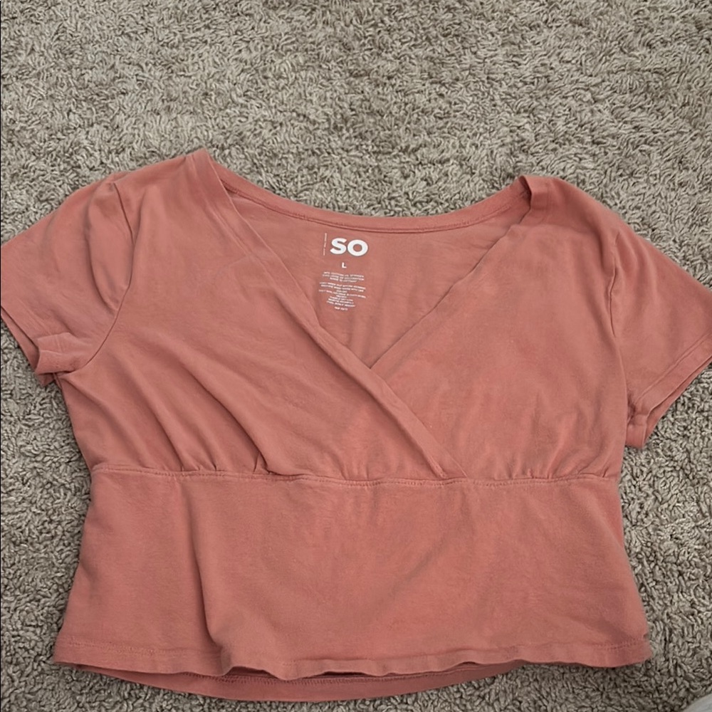 SO Pink Wrap Crop Top with Cap Sleeves